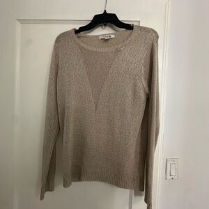 Forever 21 Cream Crew Neck Sweater Lightweight Knit